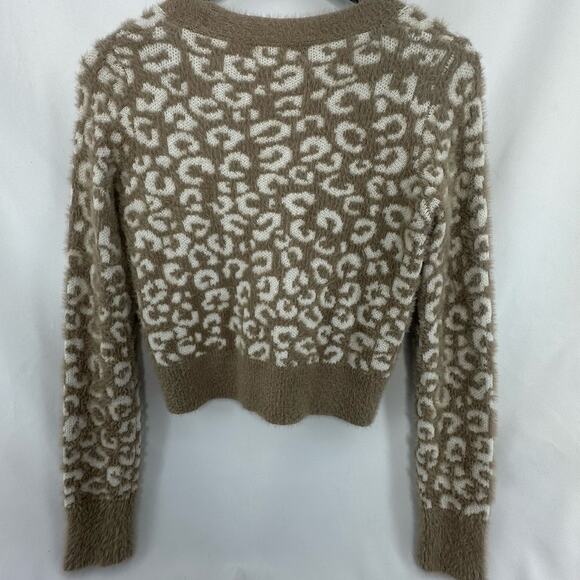 Jessica Simpson Soft Fuzzy Cheetah Print Cardigan Sweater Size XS Cozycore Basic - Picture 2 of 3